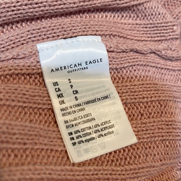 AMERICAN EAGLE cropped soft blush pink long sleeved sweater size small - Picture 7 of 8